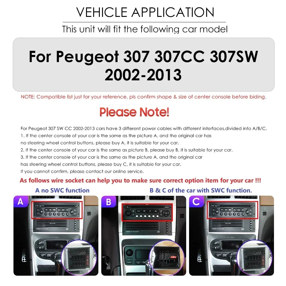 Hizpo 2Din 9inch CarPlay Android Auto Car Radio for Peugeot 307 307CC 307SW 2002 - 2013 Multimedia Navigation GPS RDS DSP 4G BT