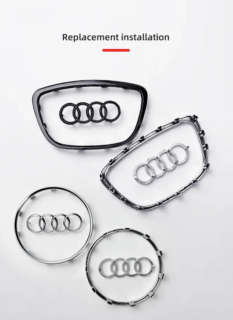 Car Steering Wheel Center Emblem Logo Sticker For AUDI Trim Frame Badge Decor Ring Cover Auto Accessories Q5 Q3 Q7 A3 A4 A6 S3