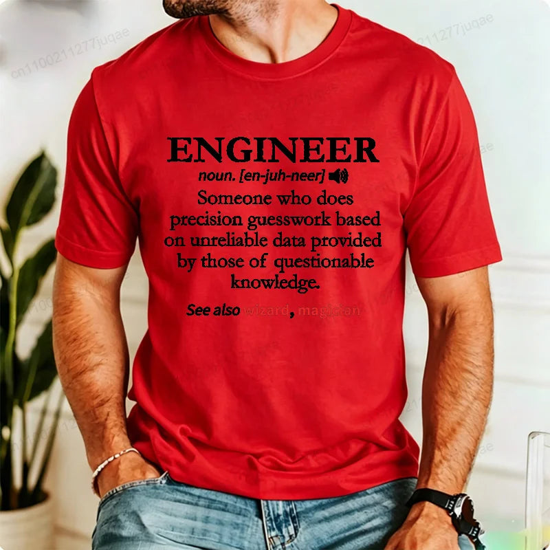 Summer Men's Retro T-Shirts Engineer Definition Shirt Tops Casual Fashion T-shirt Mechanical Engineering Gift TShirt Street Wear