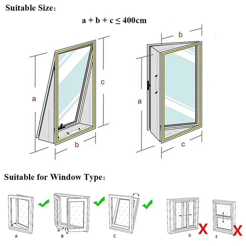 Air Conditioner Window Seal Kit, 3M/4M Flexible Cloth with Zip & Adhesive Fastener, Waterproof AC Sealing Plate for Mobile AC