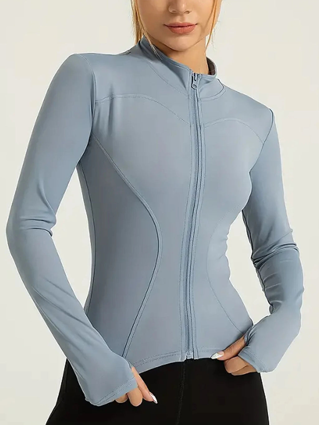 Fitness wear long-sleeved female Internet celebrity slimming stand-up collar sports jacket training clothes slimming running