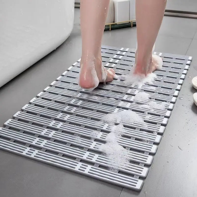 Shower Tub Anti Slip Textured Surface Shower Mat with Drain Hole and Large Suction Cups Quick Dry Bathroom Shower Stall Rug
