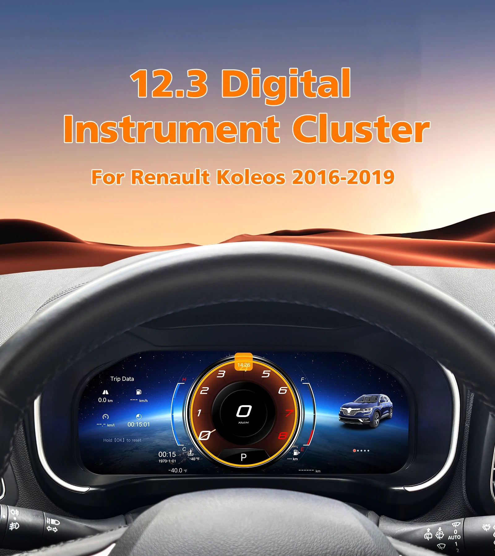 12.3 inch Digital Display Car Dashboard Cluster for Renault Koleos 2016-2020 Android Auto Carplay Panel Speedometer Cockpit Gauges Dash