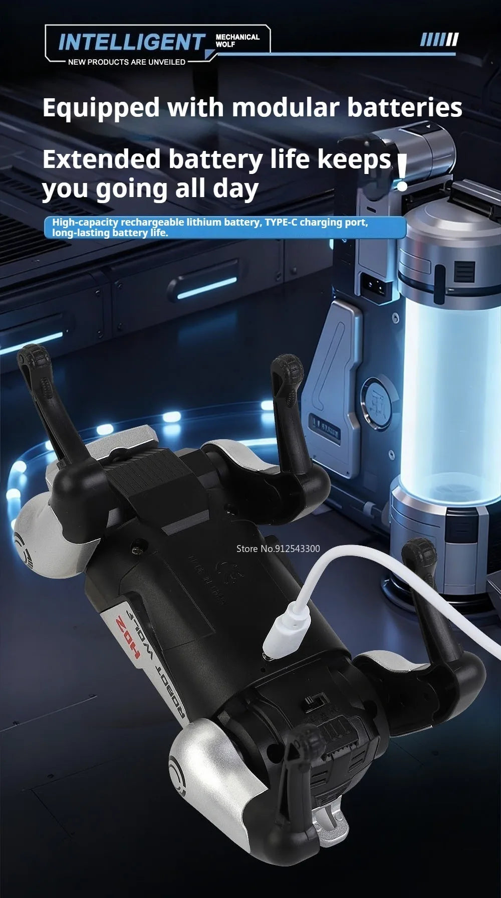 Alloy Mechanical Wolf Technology Machine Model Toy Intelligent Walking Sound Light Touch Sensing Robot Toys for Boys Presents