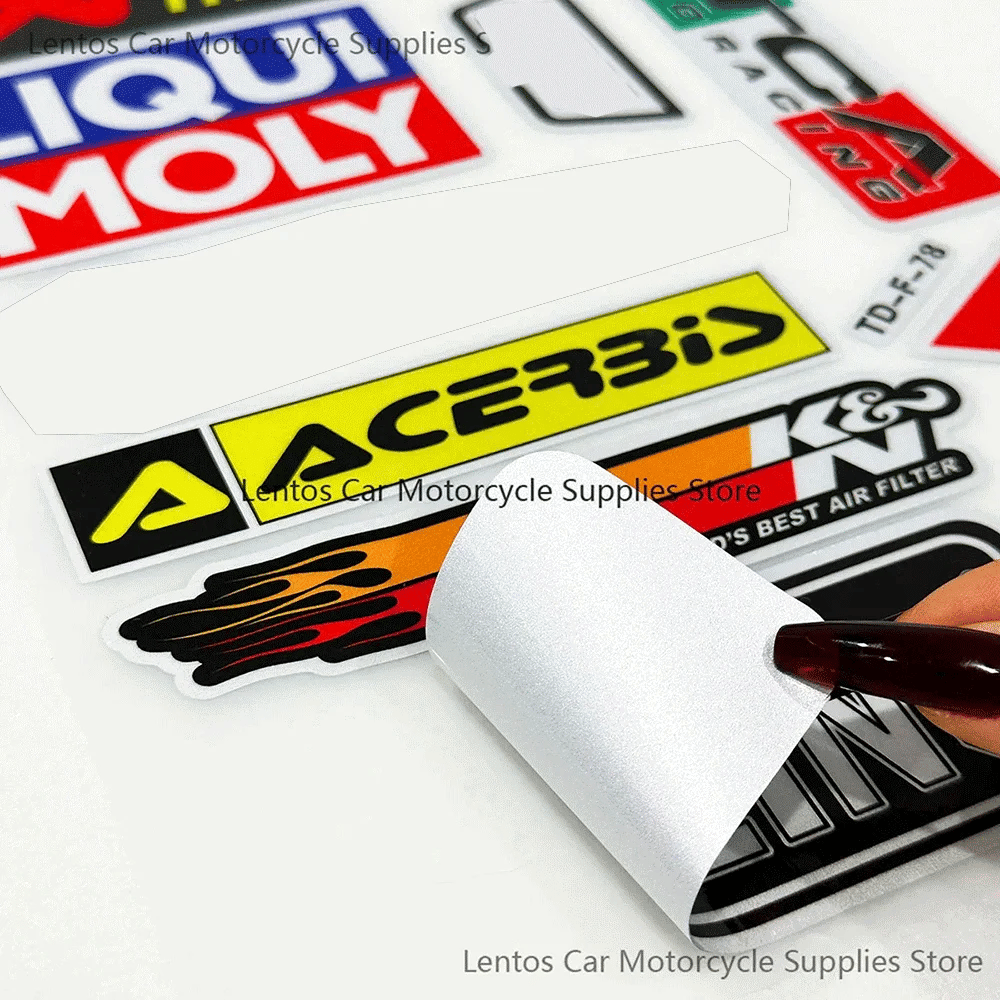 Racing Sponsor Style Decals Kit, Waterproof Reflective Vinyl Stickers for Auto Motorcycle Scooter Helmet Bike DIY Decoration
