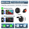 Mini Ultra 3 CarlinKit Wireless Android Auto & CarPlay Adapter 2.4Ghz&5Ghz WiFi BLE Auto Connect OTA Upgrade Mini Smart Car Box