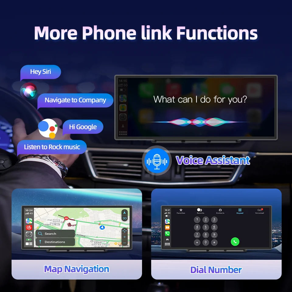 Imagebon H70 Plus 11.4" 4K QLED Car DVR Wireless CarPlay & Android Auto ADAS Dash Cam WiFi AUX GPS Navigation Loop Recording