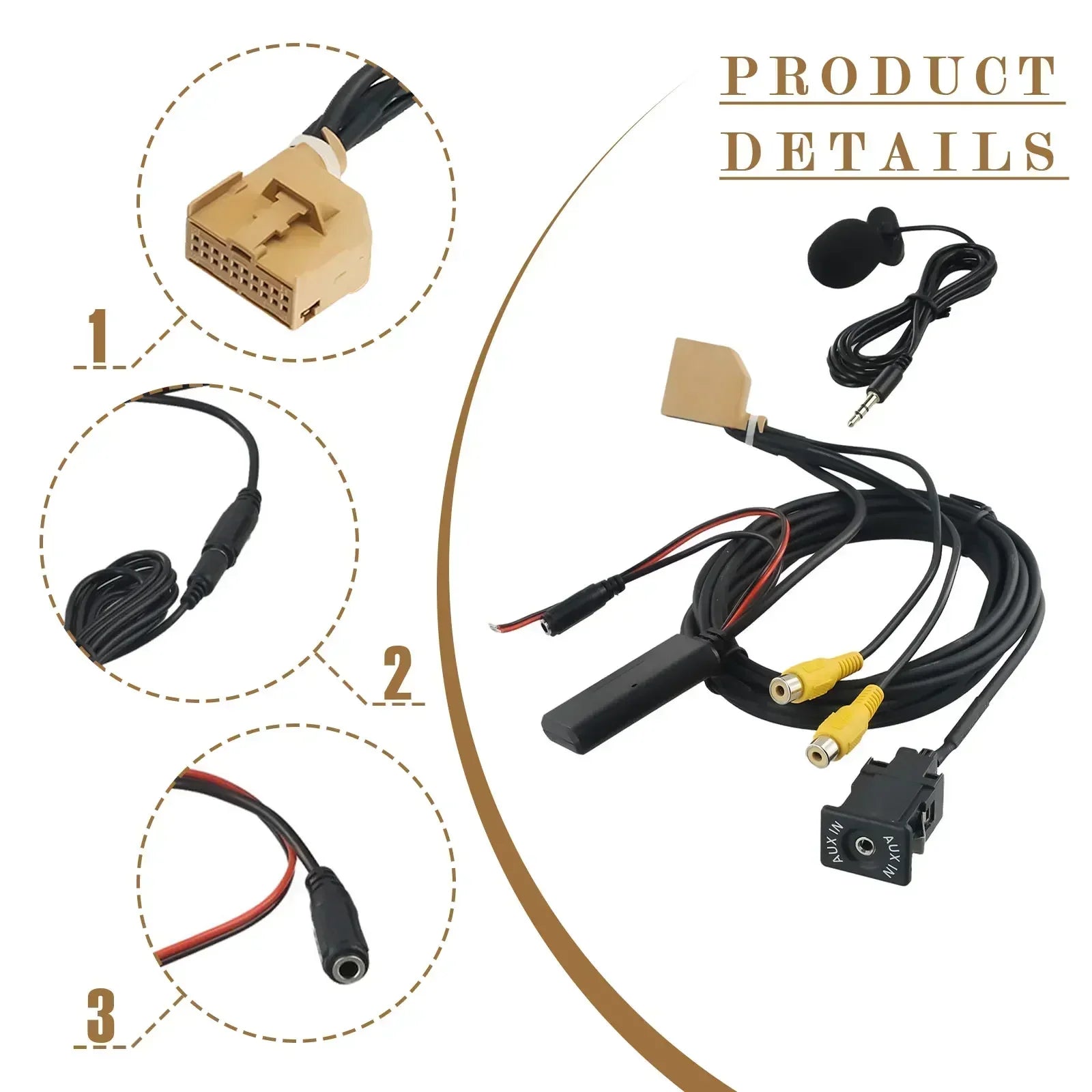 Câble AUX de voiture compatible Bluetooth 12V pour MMI 2G adaptateur microphone audio pour Q7 A6 A8 2006-2008 câble sans fil de musique