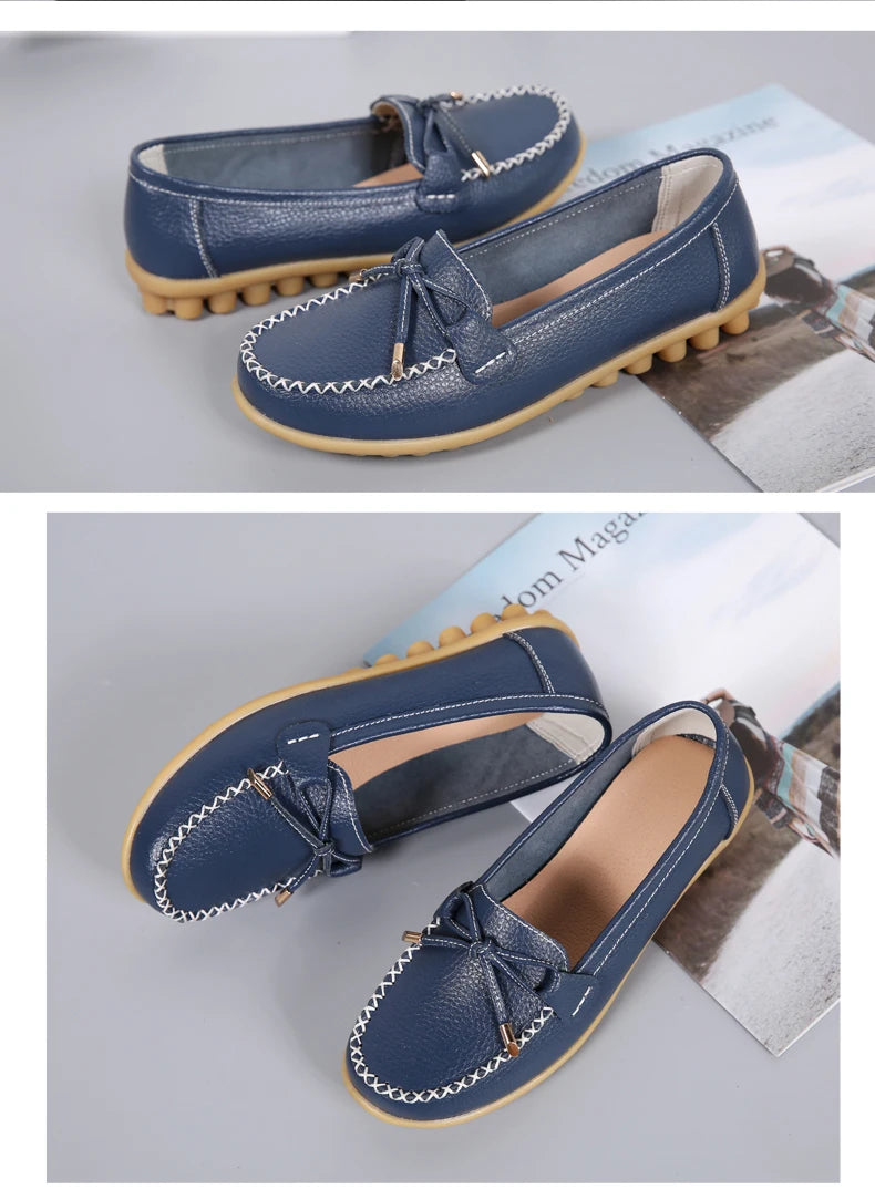 2025 New Woman Flats Shoes Ballet Flat Sneakers Genuine Leather Spring Soft Moccasins Ladies Boat Ballerina Espadrilles Creepers