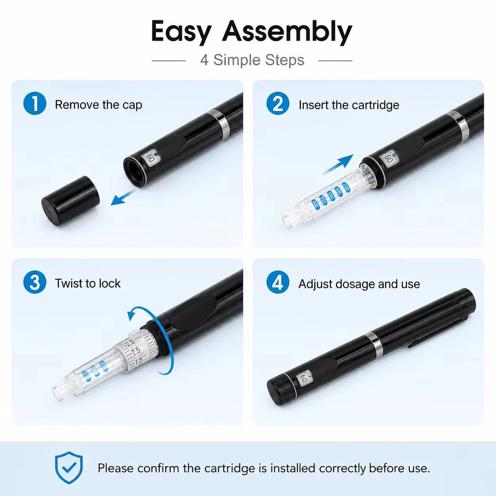 Reusable Pen Injector,Cartridges Set Portable Insulin Injection Pens Peptide Pen Dose Control ,Perfect for 3ml Cartridges