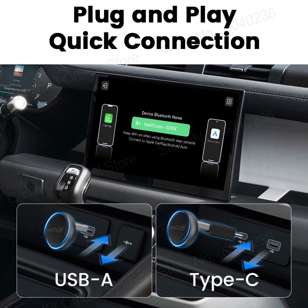 Mini Ultra 3 CarlinKit Wireless Android Auto & CarPlay Adapter 2.4Ghz&5Ghz WiFi BLE Auto Connect OTA Upgrade Mini Smart Car Box