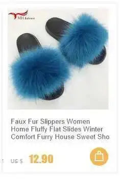 Real Raccoon Fur Slippers For Women 2023 Summer Fluffy Indoor House Fuzzy Flat Slides Outdoor Fashion Beach Sandals Flip Flops