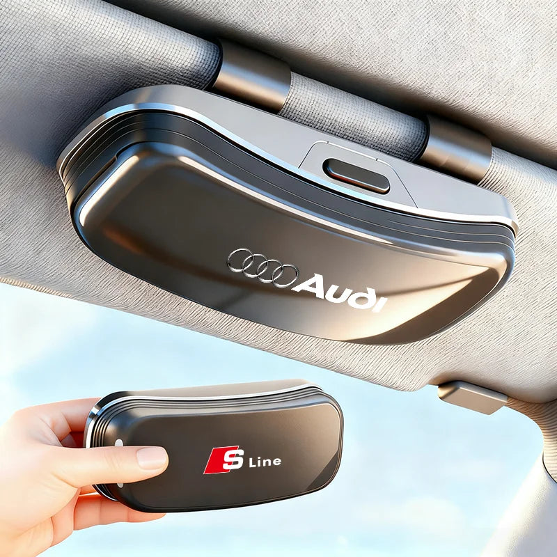 Audi Car Visor Glasses Box Auto Sunglasses Storage Case sticker For Audi Sline A3 A4 A5 A6 A7 A8 Q2 Q3 Q4 Q5 Q6 Q7 Q8 B6 C6