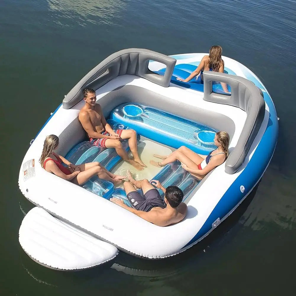 PVC thickened inflatable 6-person island floating bed pirate ship cutting multi-person water party yacht floating boat
