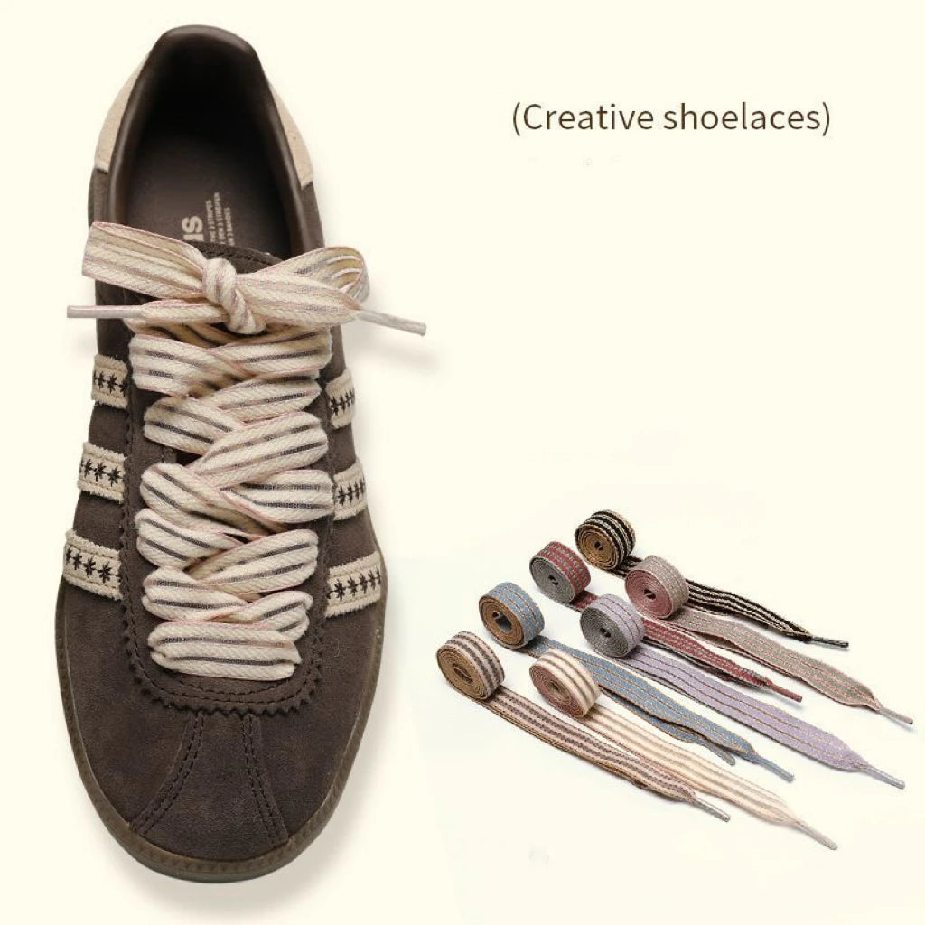 Width 1.5cm Creativity Stripes Red Green Shoelaces Trend Sport Casual DE Trainig Shoe Laces For Spring Summer Shoes Strings