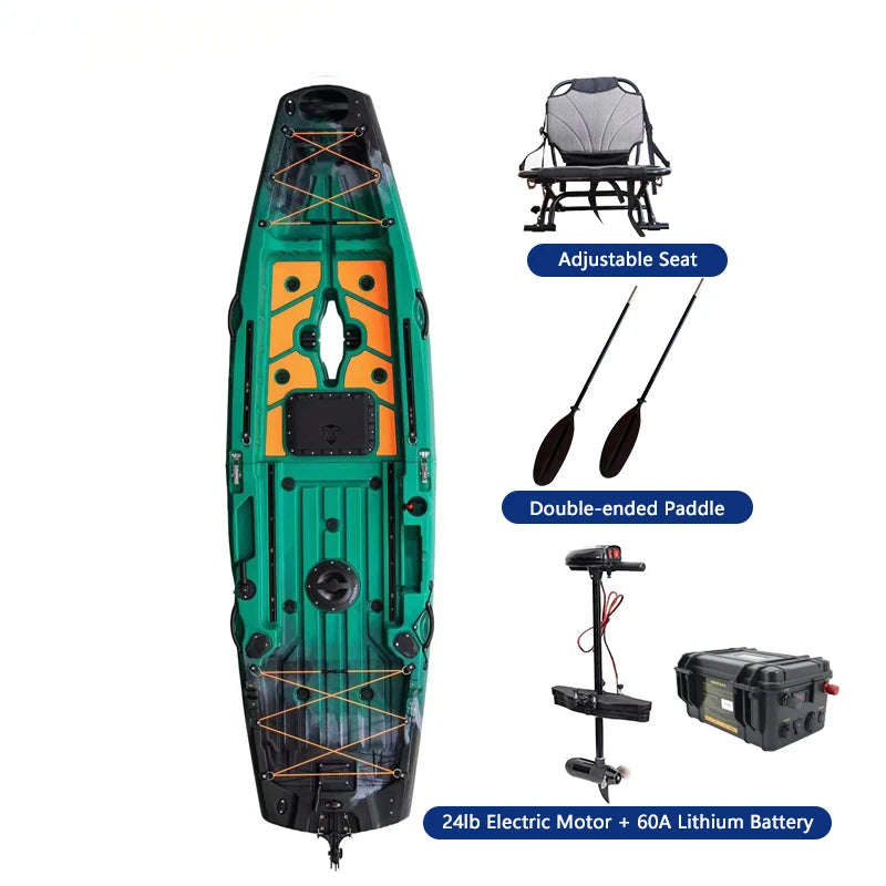 Modular Kayak LLDPE Fishing Boat Motorized Canoe Seat Paddle Rotomolded Portable Take Apart Raft Angling Drift Engine Water Gear
