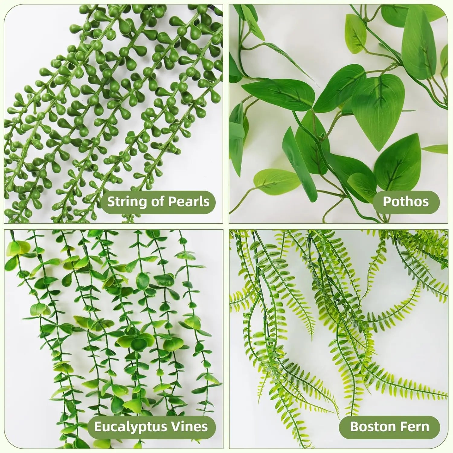 Fake Plants Artificial Hanging Plants Fake Potted Greenery Faux Eucalyptus Boston Fern String for Farmhouse Indoor Outdoor Decor