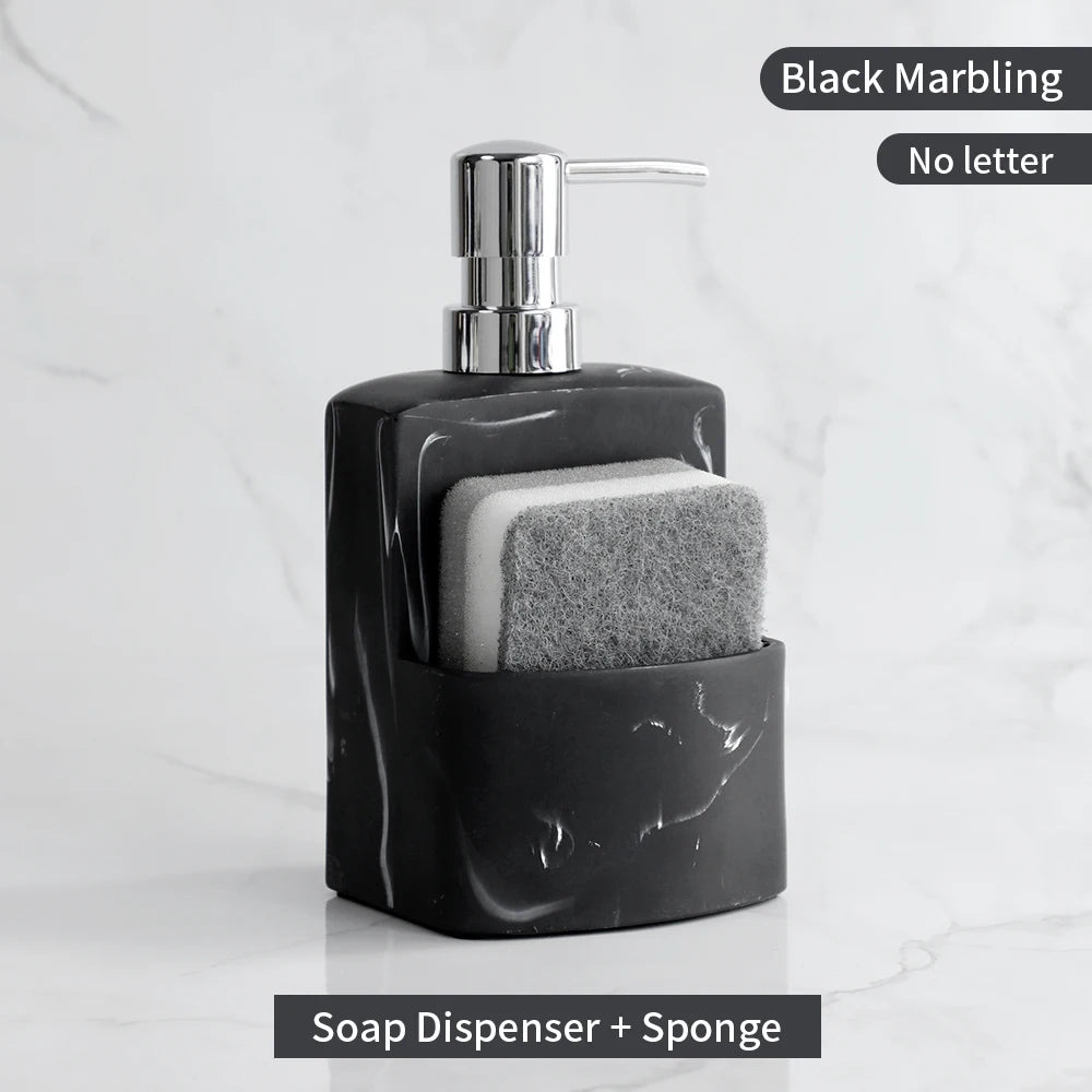 Kitchen Accessories Sink Countertop Liquid Hand Soap Dispenser Pump Bottle Caddy with Storage Compartment Holds Stores Scrubbers