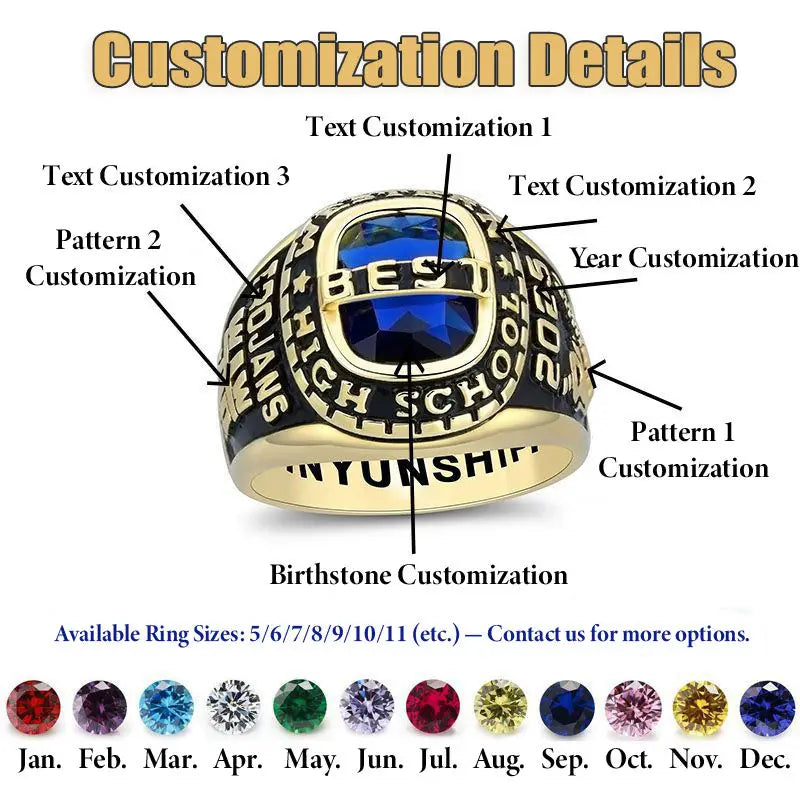 Customized Printing High School Middle Class University College Graduation Ring Graduation Ring Gift Fashion Collectibles