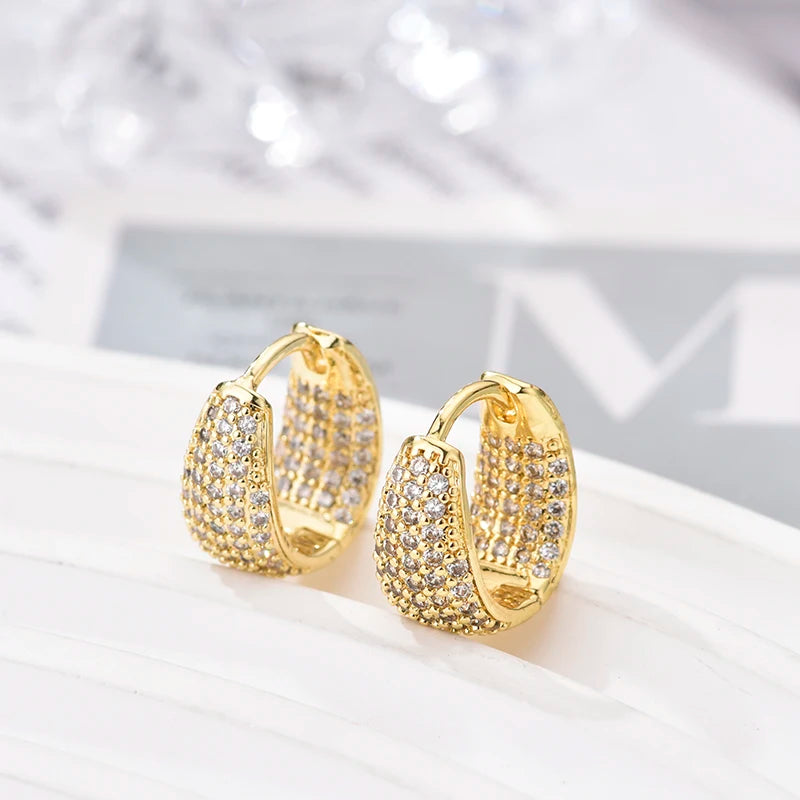 Fashion Zirconia U Shape Huggie Hoop Earrings For Women Geometric Ear Buckle Bridal Wedding Engagement Earrings Daily Jewelry