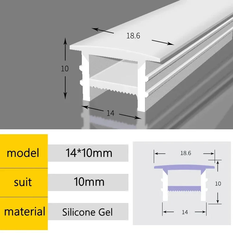 Recessed White Silicone Tube LED Neon Light Flexible Rope Channel Diffuser WS2811 WS2812B Outdoor Waterproof Ribbon Strip Tube