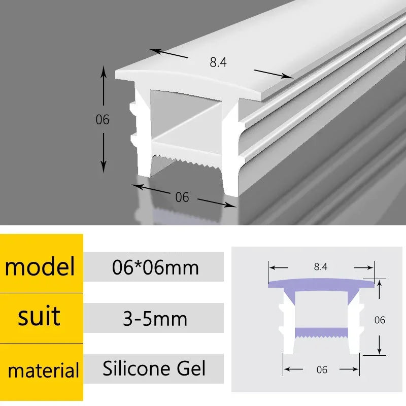 Recessed White Silicone Tube LED Neon Light Flexible Rope Channel Diffuser WS2811 WS2812B Outdoor Waterproof Ribbon Strip Tube