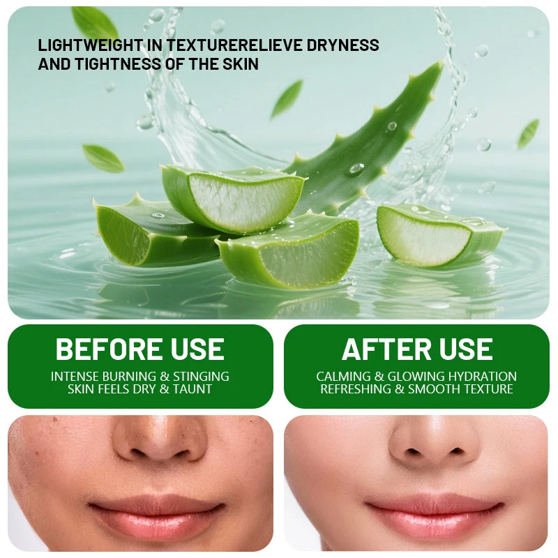 LGRAMER Aloe Vera Gel Face Cream Moisturizing Day Cream After Sun Repair Facial Essence Cream Beauty Facial Skin Care for Adults
