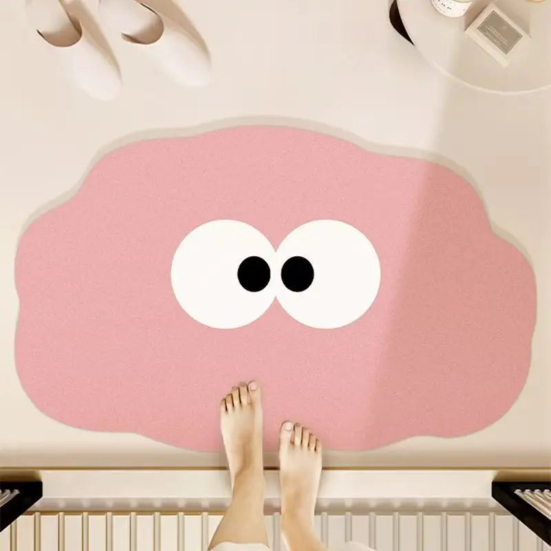 VIKAMA Cute and Fun Big Eyes Cloud Bathroom Carpet Absorbent Anti slip Quick drying Foot Mat Toilet Entrance Door Mat