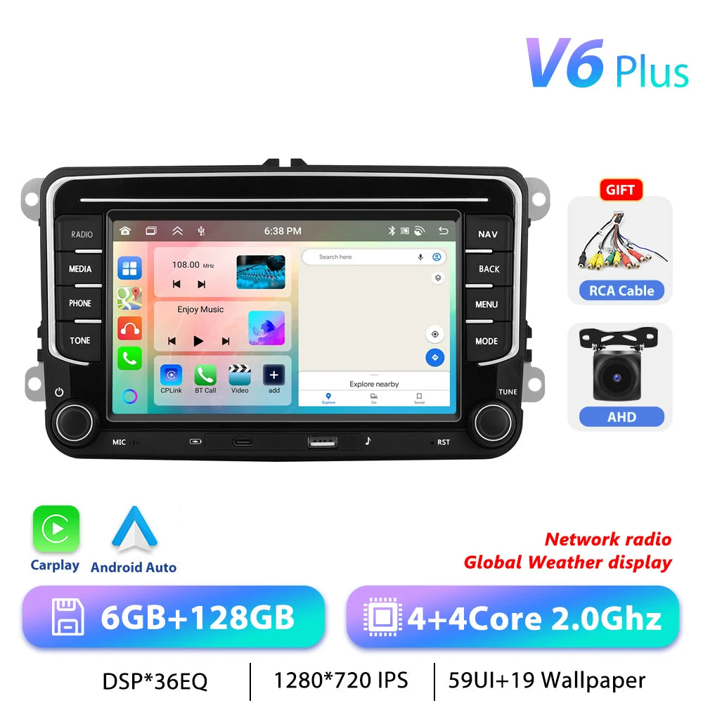 Podofo 7 "9" CarPlay Android Car Radio For Volkswagen VW Golf Passat JETTA Skoda SEAT Car Intelligent System 2din GPS Car Radio