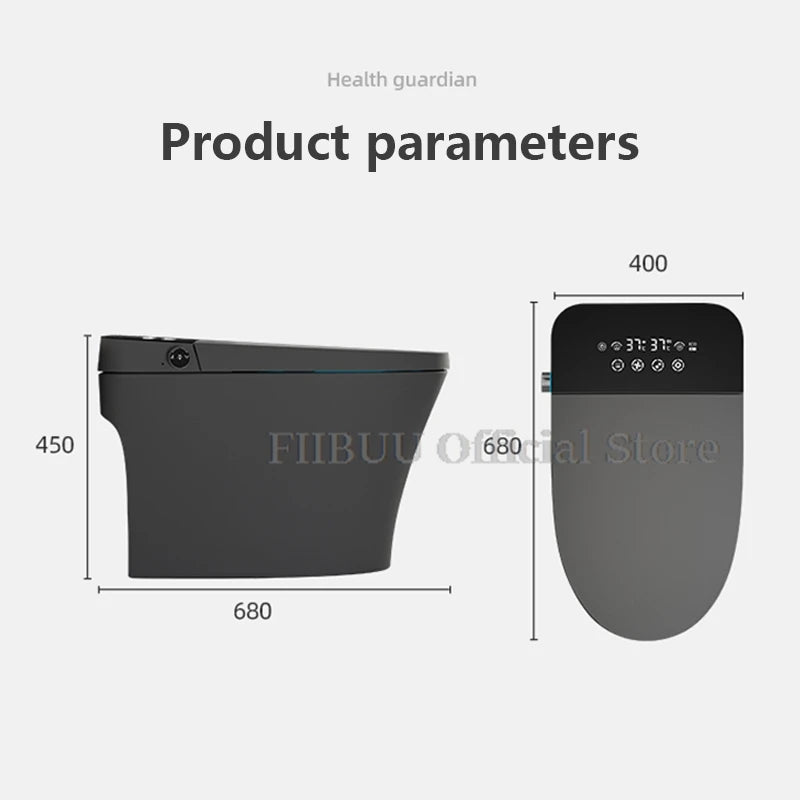 One Piece Elongated Smart Toilet Bidet Built-in Water Tank No Water Pressure Limit Display Screen AutoOpen AutoFlush Heated Seat