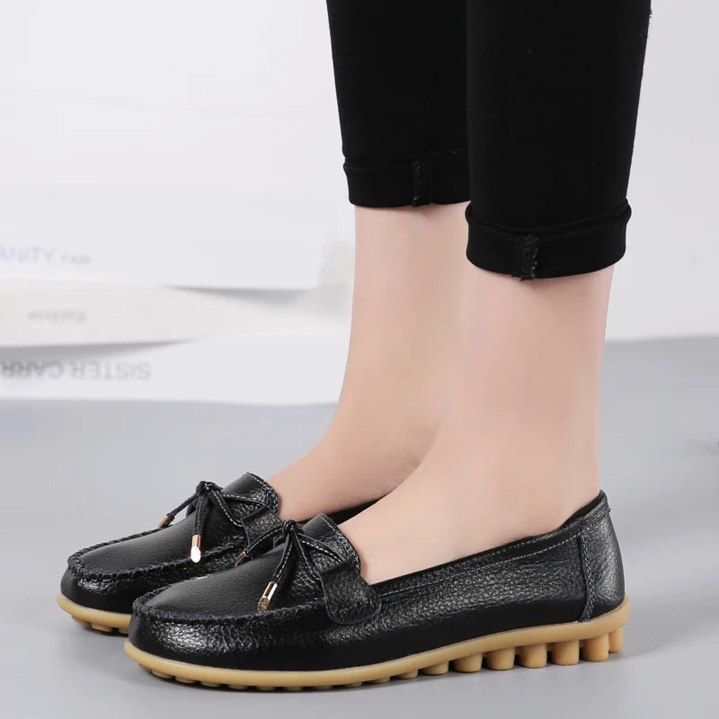 2025 New Woman Flats Shoes Ballet Flat Sneakers Genuine Leather Spring Soft Moccasins Ladies Boat Ballerina Espadrilles Creepers