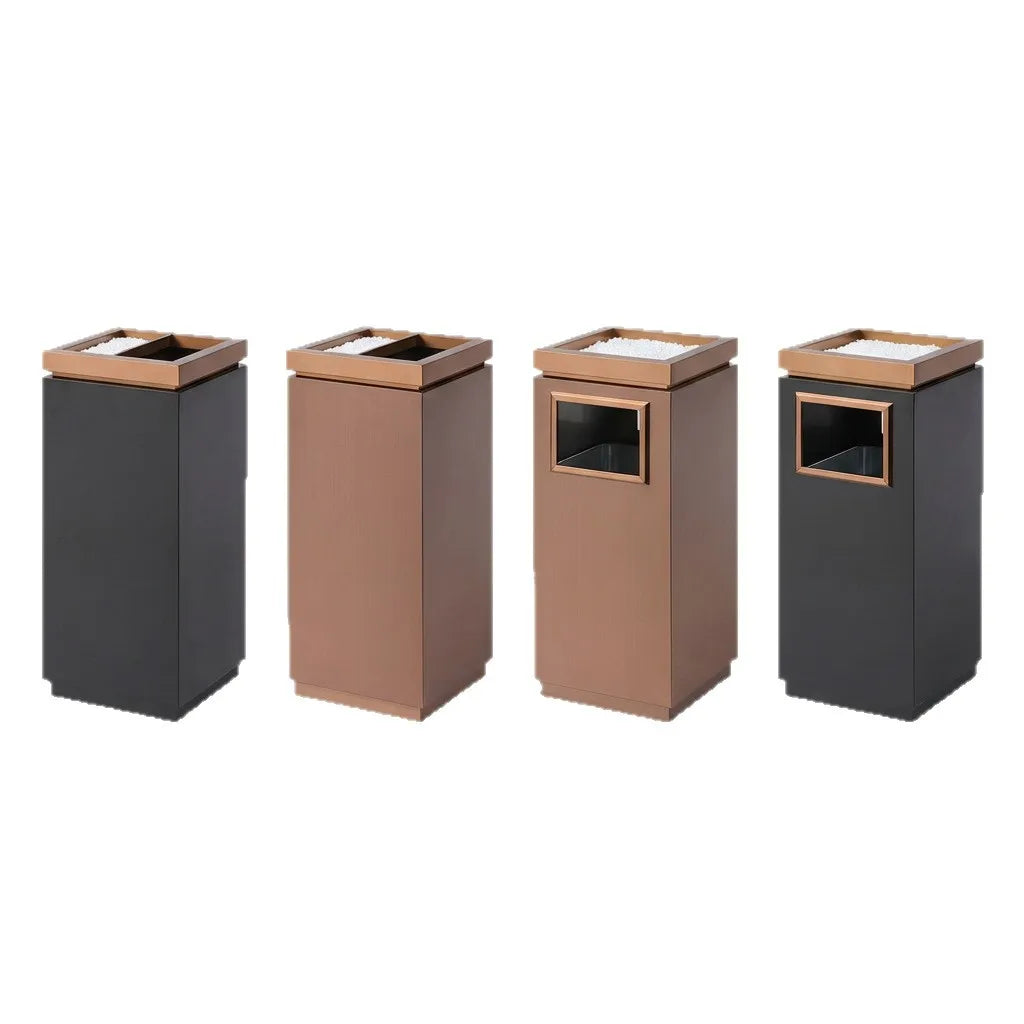 30x30x72cm Stainless Steel Trash Can Commercial Hotel Lobby Elevator Entrance Public Corridor Vertical Waste Bin with Ashtray