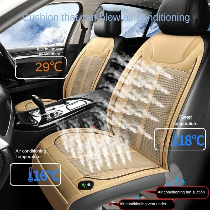 DC 12V 24V Car Summer Cool Cooling Air Vent Seat Chair Cushion Cover With Fast Blowing Ventilation Car Seat Cooler Pad Fan