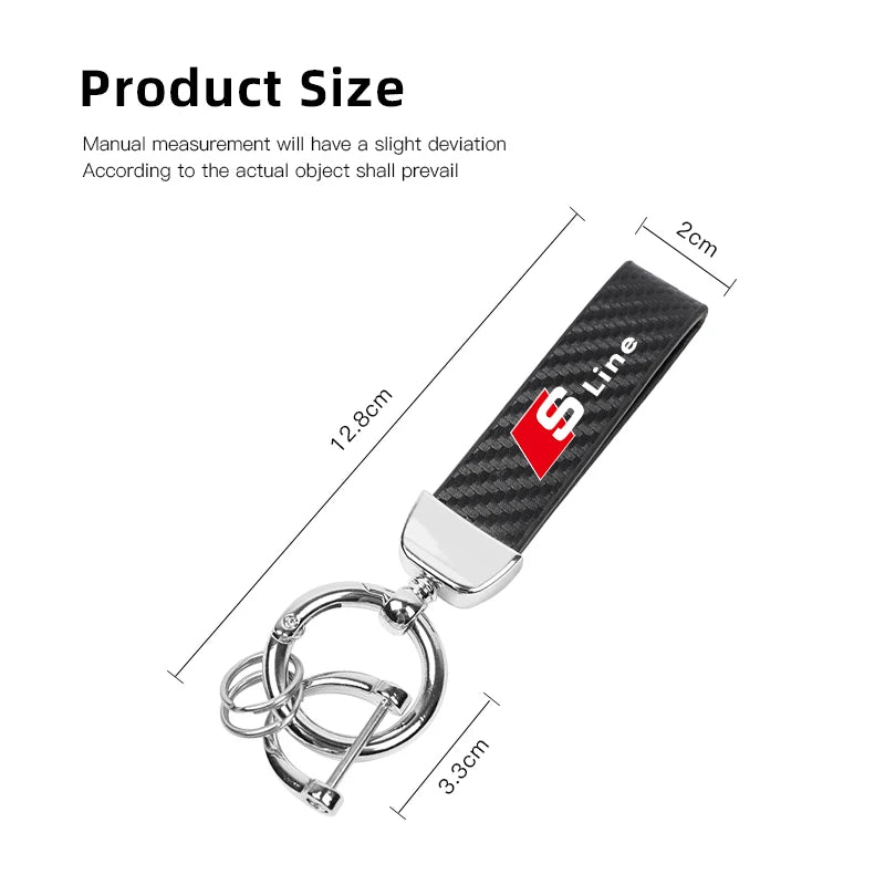 Car Carbon Fiber Keychain Zinc Alloy Keyrings Accessories For Audi Sline A3 A4 A5 A6 A7 A1 A2 A8 Q1 Q2 Q3 Q4 Q5 Q6 Q7 Q8 TT RS3