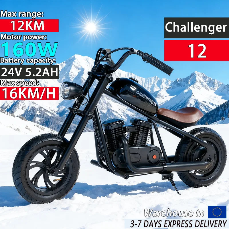 HYPER GOGO Challenger 12 Kids Electric Motorbike 160W 24V 5.2AH 12*3 In Tire Children Electric Motorcycle Mini Electric Scooter