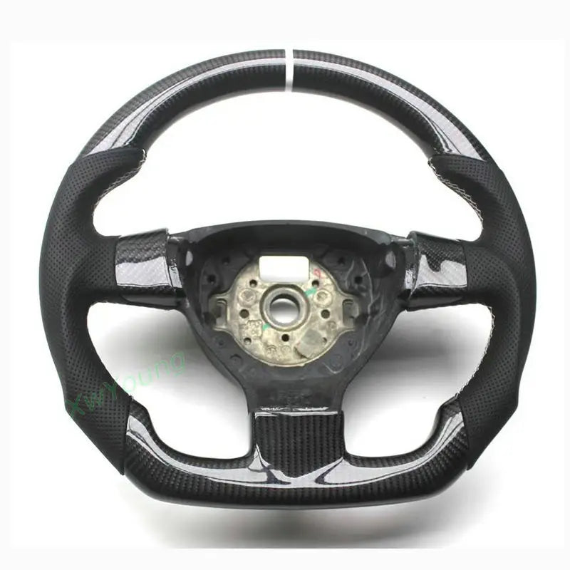 100% Real Carbon Fiber Steering Wheel With Leather For VW Volkswagen Golf 5 Mk5 GTI TSI Passat Maiteng Touran(No Paddles)