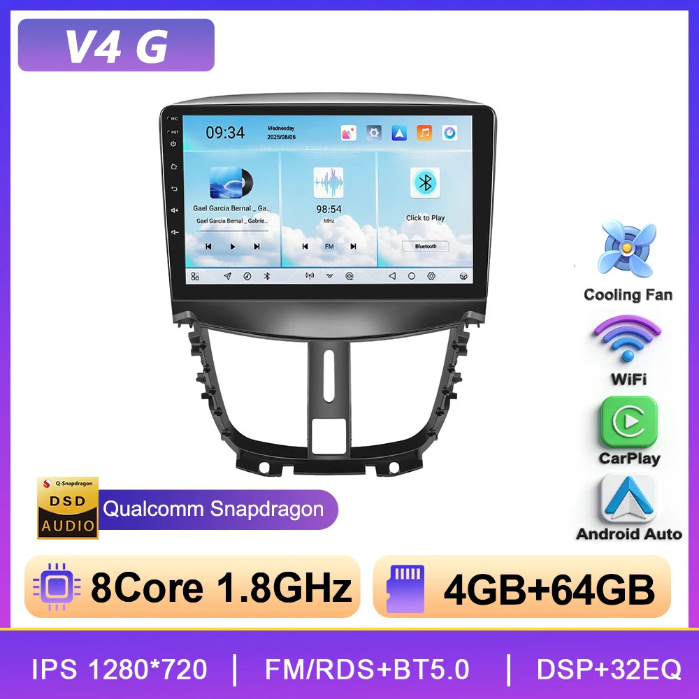 Podofo 6+128G Wireless CarPlay Car Radio