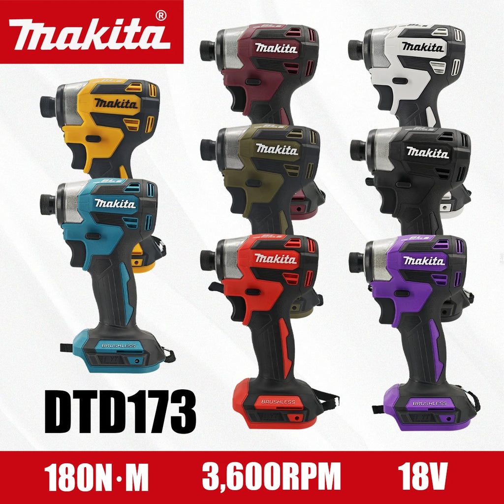 Makita DTD173 180Nm 18V Brushless Impact Driver with Ring Light Max Torque Cordless Power Tool for Screw Bolt Wood Home DIY