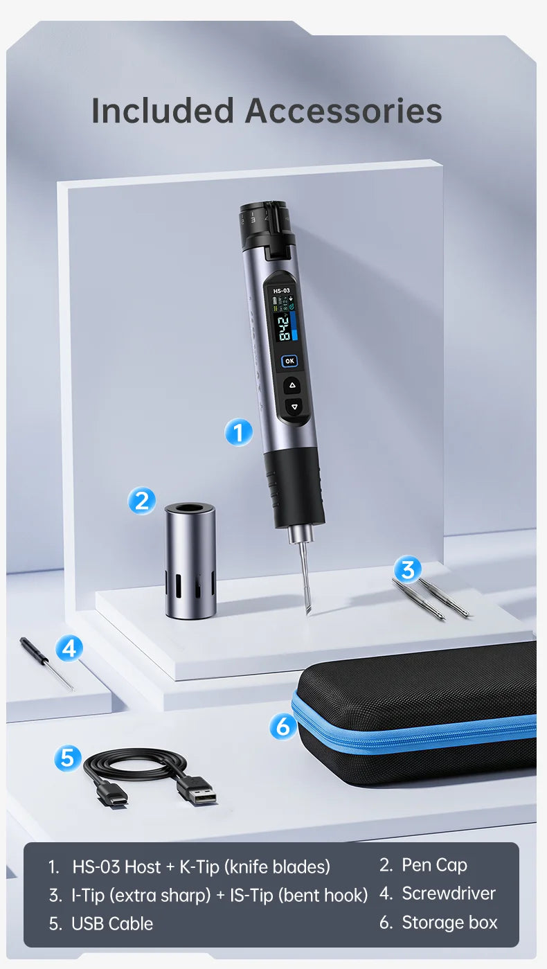 FNIRSI HS-03 Portable Heating Tool 2600mAh Replaceable Battery USB C Fast Heating 3 Level Temperature Adjustable Device