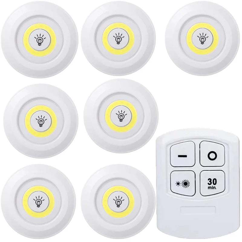 Éclairage LED Dimmable Sous Armoire avec Télécommande, Lumières LED Alimentées par Piles pour Placards, Armoires, Salle de Bain, Veilleuse