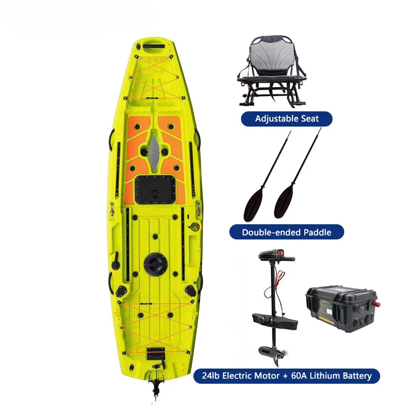 Modular Kayak LLDPE Fishing Boat Motorized Canoe Seat Paddle Rotomolded Portable Take Apart Raft Angling Drift Engine Water Gear