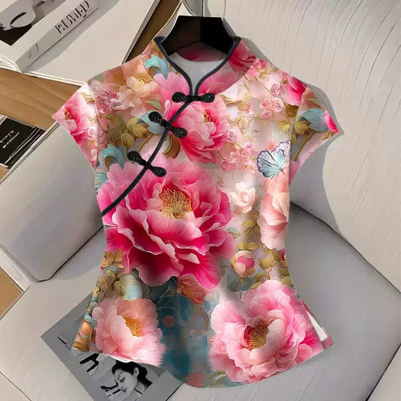 Qipao Shirts for Women Clothing Hanfu Tshirt Harajuku Ethnic Style Summer Streetwear Y2k Top Vintage T-Shirts Women Clothes