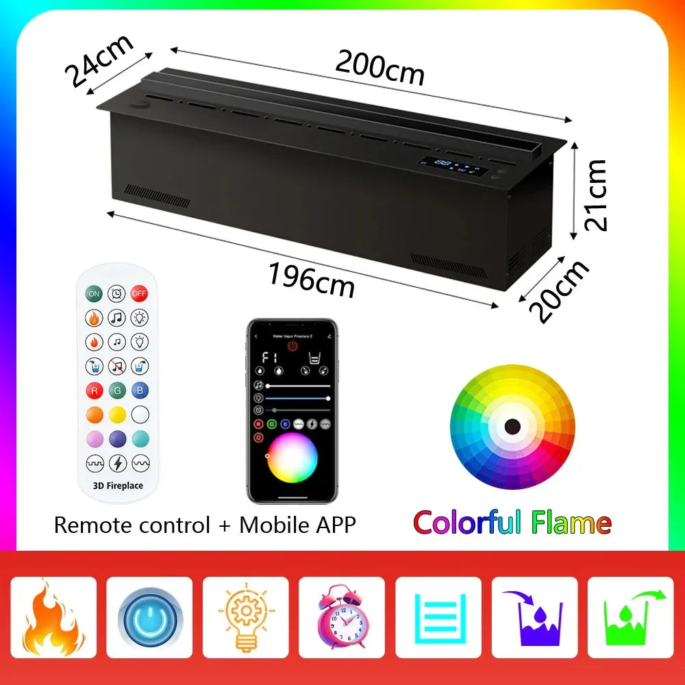 Smart 3D Atomized Fireplace LED Colorful Flame ECO Water Vapor Electric Fireplace for Living Room TV Wall Decor