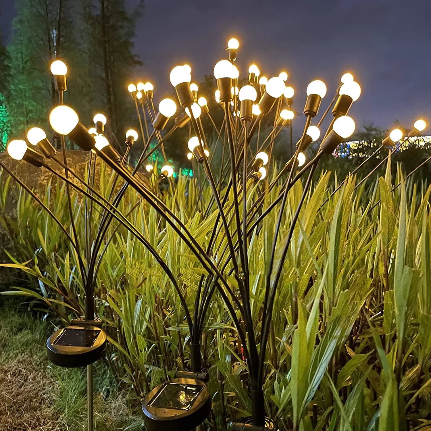 Outdoor Solar Firefly Reed Lights 6LED Swing Lamp Waterproof Pathway Lawn Street Garden Decoration Landscape Lighting