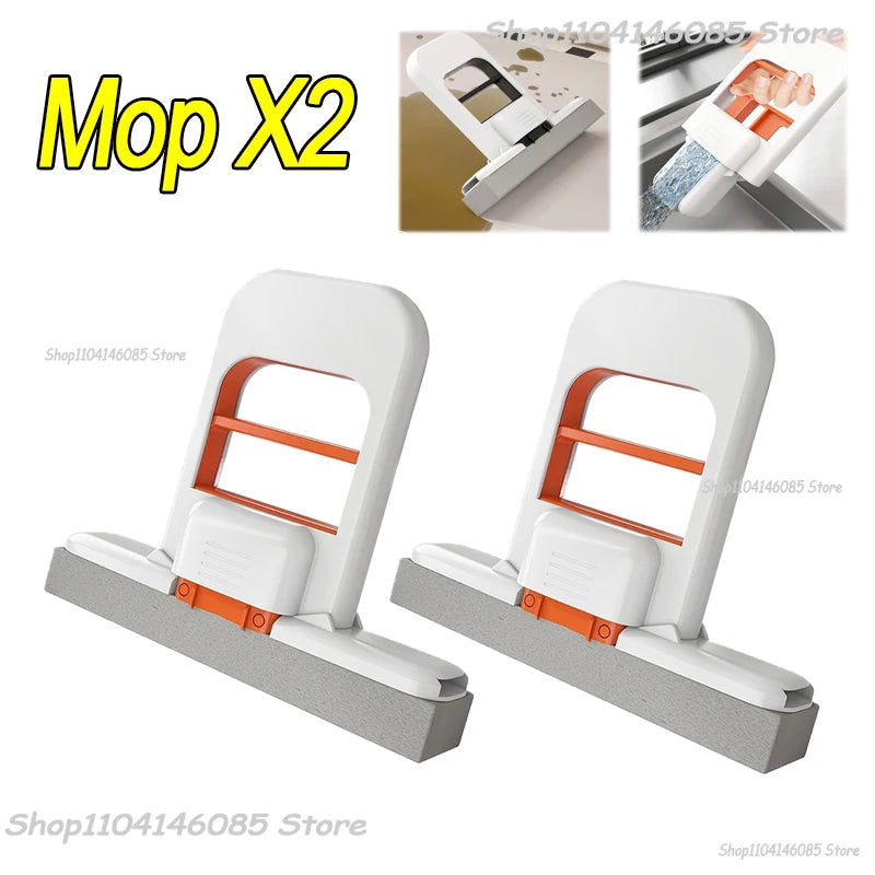 Portable Foldable Wet Dry Mop Quick Cleaning Bathroom Kitchen Mini Sponge Mop Hand-free Wash Mops Mini Portable  Floor Mop