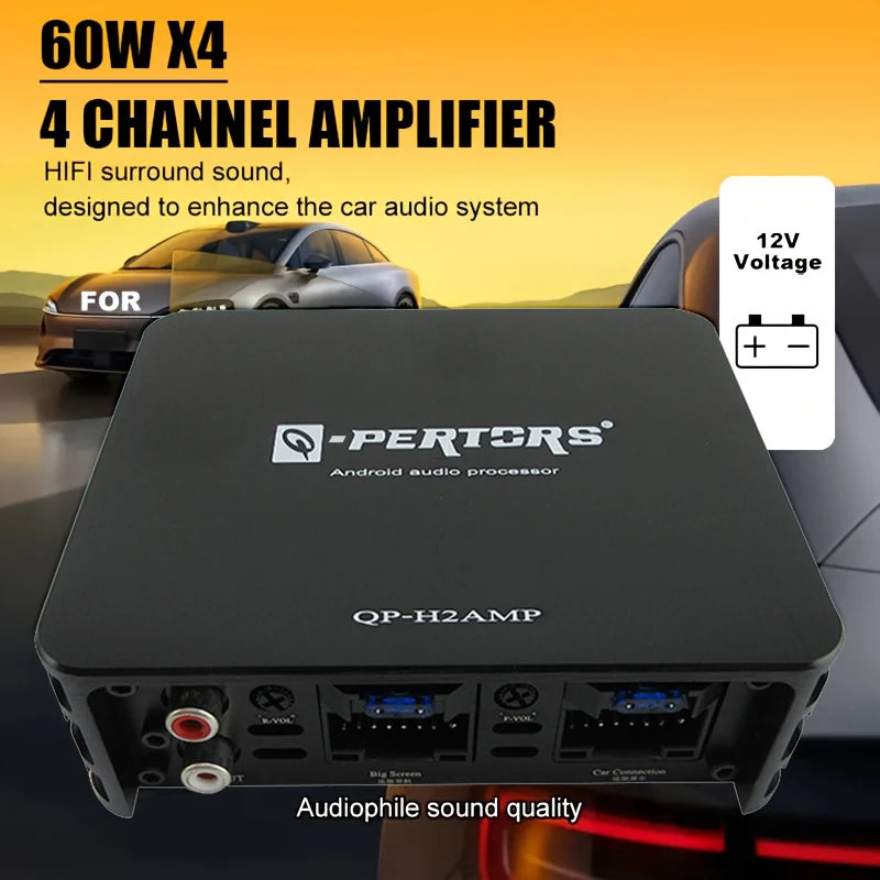 4-Channel Car Amplifier (60Wx4) 240W Max Power for Large Display Android Devices Audio Subwoofers and Speakers Car Stereo AMP