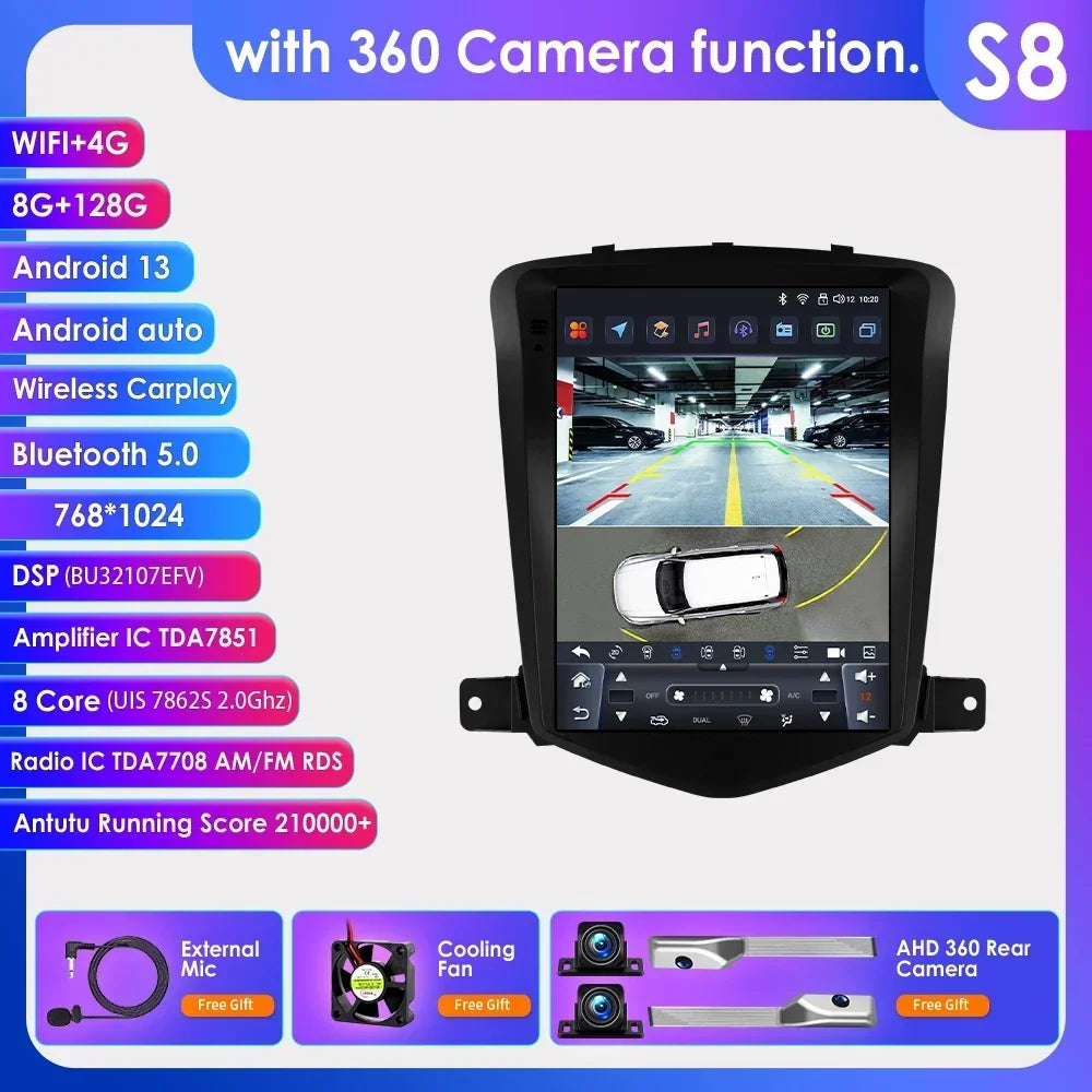 Autoradio multimédia pour voiture Hizpo 8 cœurs DSP pour Chevrolet Cruze J300 2008-2012 GPS Systèmes intelligents Carplay 4G RDS IA