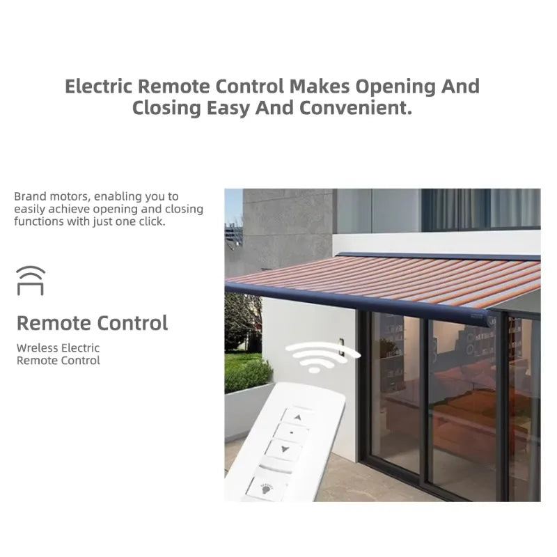 Electric waterproof full cassette aluminum alloy frame retractable awning articulated arm patio garden awning