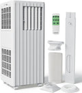 Portable Air Conditioner 8000 BTU, 3-in-1 Cool, Dehumidify & Fan, Covers Rooms Up to 350 Sq. Ft, Quiet Sleep Mode, Energy-Saving 24-Hour Timer, Includes Remote Control and Full Window Kit, White