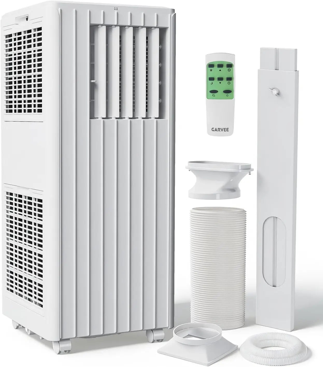 Portable Air Conditioner 8000 BTU, 3-in-1 Cool, Dehumidify & Fan, Covers Rooms Up to 350 Sq. Ft, Quiet Sleep Mode, Energy-Saving 24-Hour Timer, Includes Remote Control and Full Window Kit, White